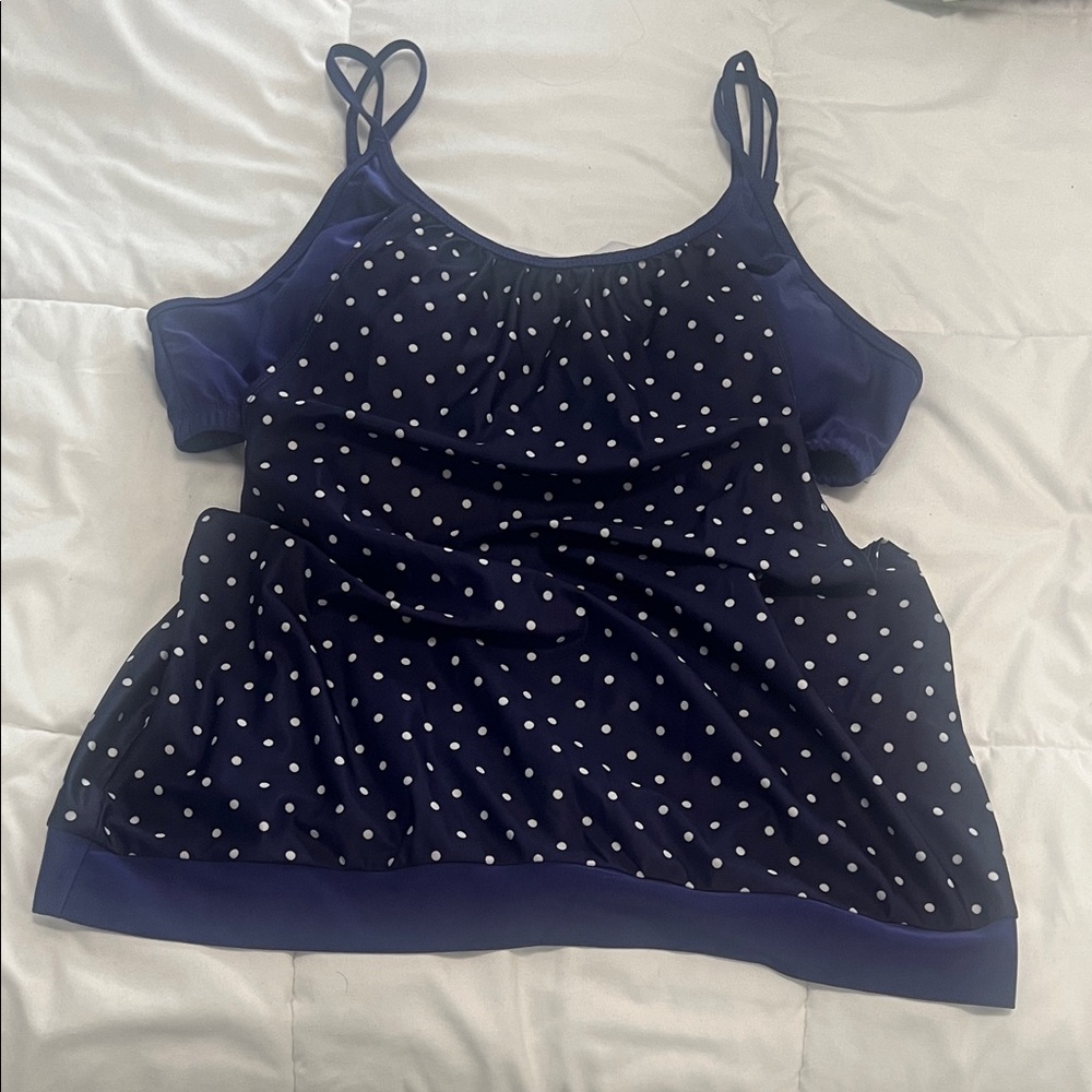 Poka dot tanking blue and white size xl new